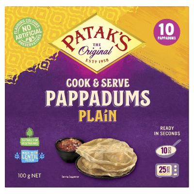 Patak's Cook & Serve Plain Pappadums 100g