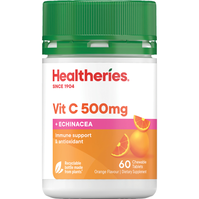 Healtheries Vitamin C 500 + Echinacea Orange Flavour Tablets 60pk