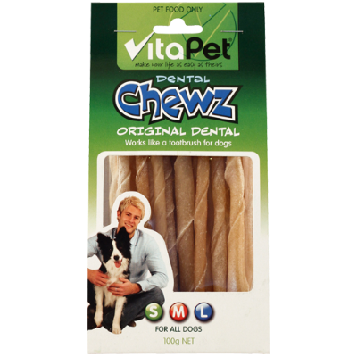 VitaPet Dental Chewz Rawhide Twist Dog Treats 100g