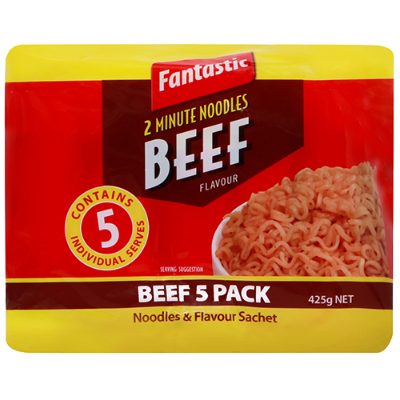 Fantastic Beef Flavour 2 Minute Noodles 5pk