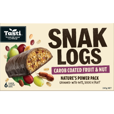 Tasti Carob Coated Fruit & Nut Snak Logs 240g
