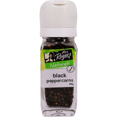 Mrs Rogers Naturals Black Peppercorns Grinder Small 48g