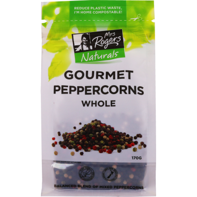 Mrs Rogers Naturals Whole Gourmet Peppercorns 170g