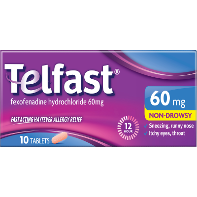 Telfast Non Drowsy Twice a Day 60mg Allergy Relief Tablets 10pk