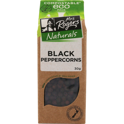 Mrs Rogers Eco Black Peppercorns 30g