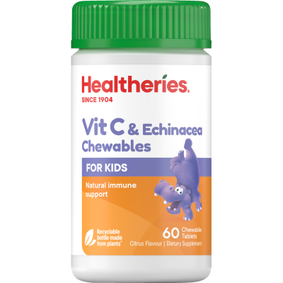 Healtheries For Kids Vit C & Echinacea Chewables Citrus Flavour Chewable Tablets 60pk