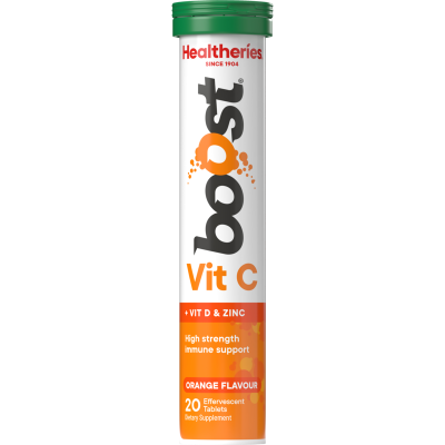 Healtheries Boost Vit C Orange Flavour Effervescent Tablets 20pk