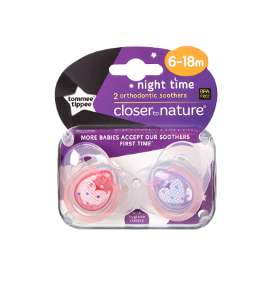 Tommee Tippee Closer to Nature Night Time Soother 6-18 Months 2pk