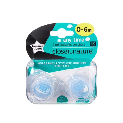 Tommee Tippee Closer To Nature Any Time Orthodontic Soothers 0-6 Months 2pk