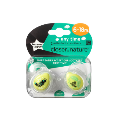 Tommee Tippee Closer To Nature Any Time Orthodontic Soothers 6-18 Months 2pk