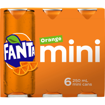 Fanta Orange Soft Drink Mini Cans 6 x 250ml