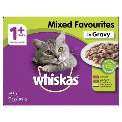 Whiskas Mixed Favouites in Gravy Wet Cat Food Pouches 12 x 85g