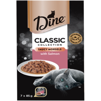 Dine Classic Collection Saucy Morsels with Salmon Wet Cat Food 595g