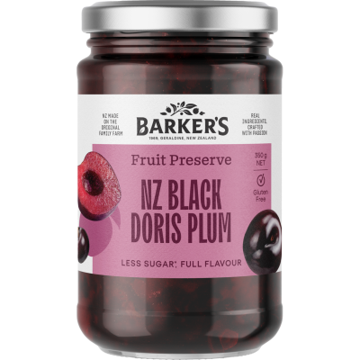 Barker's NZ Black Doris Plum Fruit Preserve 350g