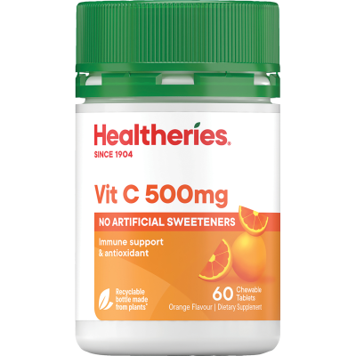 Healtheries Vitamin C 500mg Orange Flavour Chewable Tablets 60pk