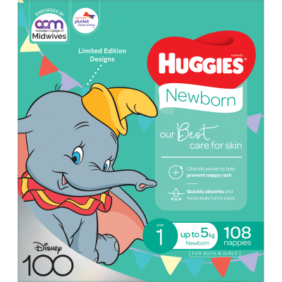 Huggies Nappies Newborn Size 1 Up To 5kg 108pk