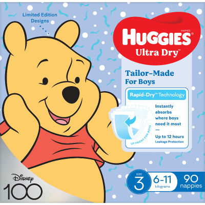 Huggies Ultra Dry Nappies Boys Size 3 6-11kg 90pk