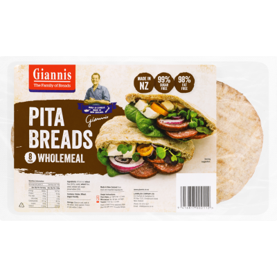 Giannis Wholemeal Pita Breads 8pk