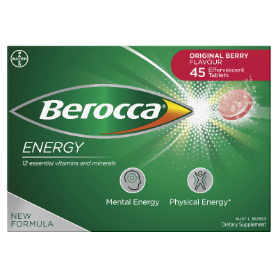 Berocca Energy Orignal Berry Flavour Effervescent Tablets 45pk