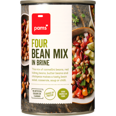 Pams Four Bean Mix In Brine 410g