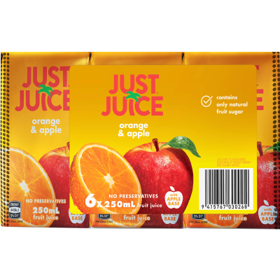 Just Juice Orange & Apple Fruit Juice 6pk