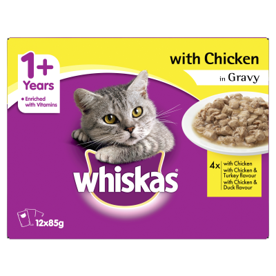 Whiskas Chicken In Gravy Wet Cat Food Pouches 12 x 85g