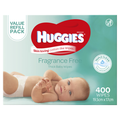 Huggies Fragrance Free Thick Baby Wipes 400pk