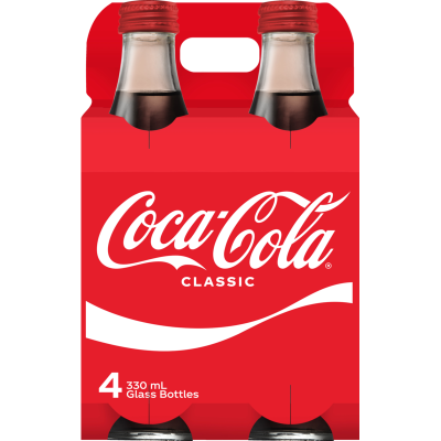 Coca-Cola Soft Drink Glass Bottles 4 x 330ml