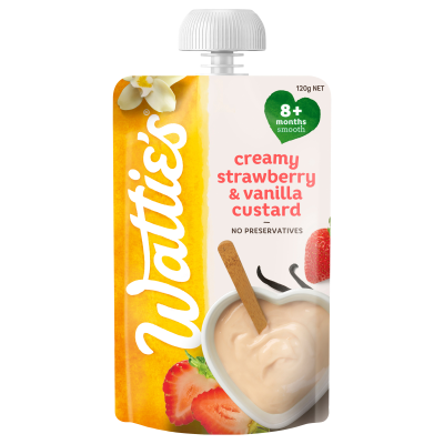 Wattie's For Baby Creamy Strawberry & Vanilla Custard 8+ Months Smooth 120g