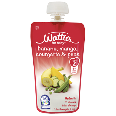 Wattie's For Baby Banana Mango Courgette & Peas 6+ Months 120g