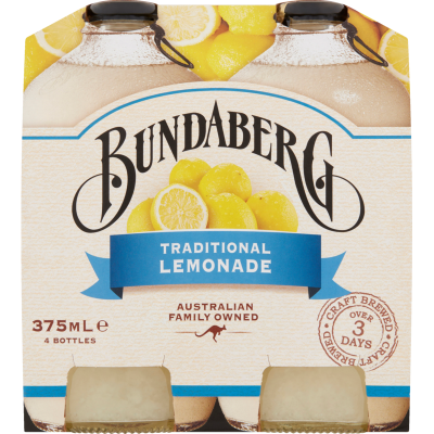 Bundaberg Traditional Lemonade Bottles 4 x 375ml