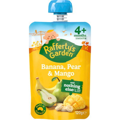 Rafferty's Garden Banana Pear & Mango 4+ Months Smooth 120g