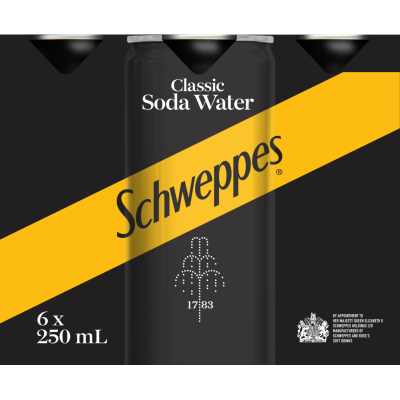 Schweppes Classic Soda Water Cans 6 x 250ml