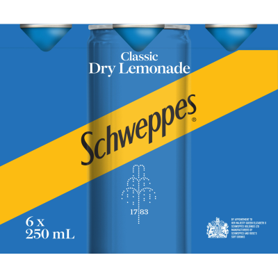 Schweppes Classic Dry Lemonade Cans 6 x 250ml