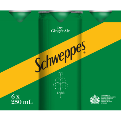 Schweppes Dry Ginger Ale Cans 6 x 250ml