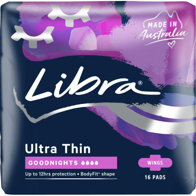 Libra Ultra Thin Goodnights Pads With Wings 16pk