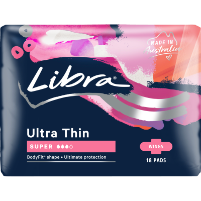 Libra Ultra Thin Super Pads With Wings 18pk