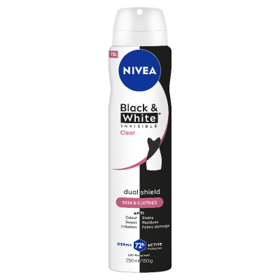 Nivea Black & White Invisible Clear 72Hr Protection Anti-Perspirant  Deodorant Aerosol 250ml