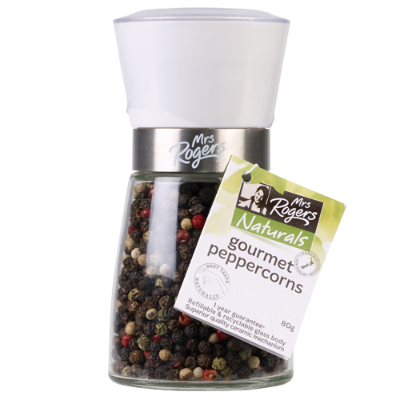 Mrs Rogers Naturals Peppercorns Gourmet Grinder Medium 80g