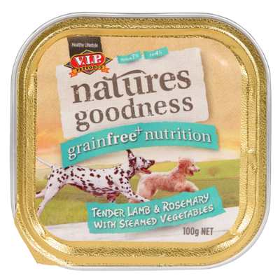 V.I.P Petfoods Natures Goodness Tender Lamb & Rosemary With Steamed Vegetables Dog Food 100g