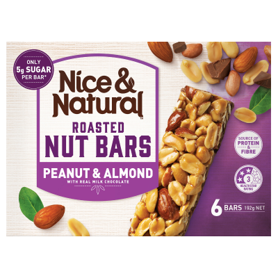 Nice & Natural Peanut & Almond Roasted Nut Bars 6 x 32g