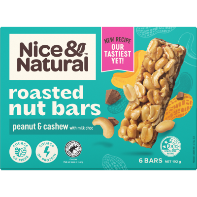 Nice & Natural Peanut & Cashew Roasted Nut Bars 192g