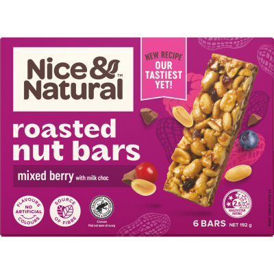 Nice & Natural Mixed Berry Roasted Nut Bars 192g