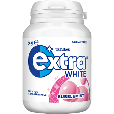 Wrigley's Extra White Bubblemint Sugar Free Chewing Gum Bottle 64g