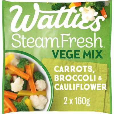 Wattie's Steam Fresh Carrots, Broccoli & Cauliflower Vege Mix 2 x 160g