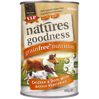 V.I.P Petfoods Natures Goodness Chicken Duck Garden Vegetables Dog Food 400g