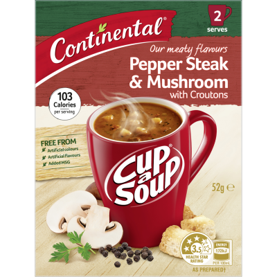 Continental Pepper Steak & Mushrooms With Croutons Cup a Soup 2pk