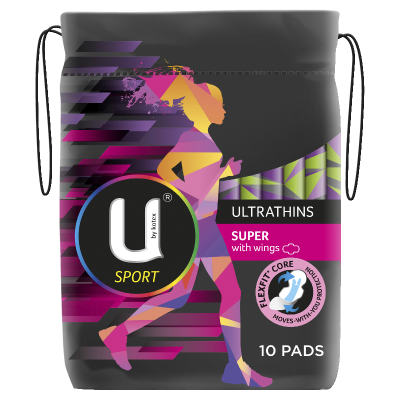 U By Kotex Sport Ultrathins Super Pads With Wings 10pk