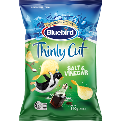 Bluebird Thinly Cut Salt & Vinegar Potato Chips 140g