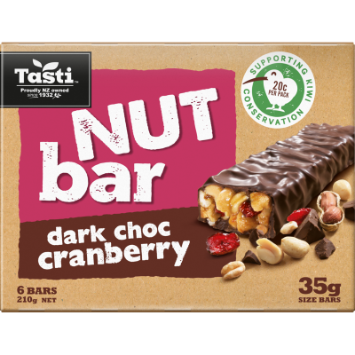 Tasti Dark Choc Cranberry Nut Bar 6 x 35g